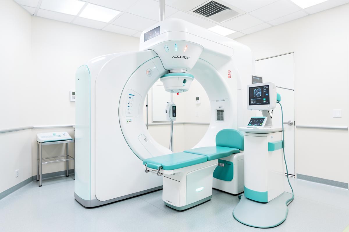 Sala de tratament cu aparatul Accuray TomoTherapy